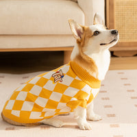 Thumbnail for Classic Argyle Dog Sweater - Yellow & White Knit for Corgis & Medium Breeds (Size : S)