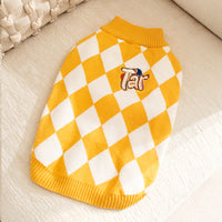 Thumbnail for Classic Argyle Dog Sweater - Yellow & White Knit for Corgis & Medium Breeds (Size : S)
