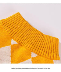 Thumbnail for Classic Argyle Dog Sweater - Yellow & White Knit for Corgis & Medium Breeds (Size : S)