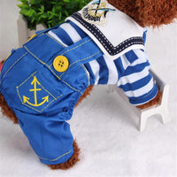 Thumbnail for Blue Cute Sailor Dog Outfit - Striped Shirt & Anchor Overalls for Small Dogs (Size : XXL )