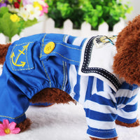 Thumbnail for Blue Cute Sailor Dog Outfit - Striped Shirt & Anchor Overalls for Small Dogs (Size : XXL )