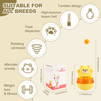 Thumbnail for Yellow 3-in-1 Interactive Cat Toy - Tumbler, Treat Dispenser, Track & Teaser Ball