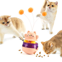 Thumbnail for Pink 3-in-1 Interactive Cat Toy - Tumbler, Treat Dispenser, Track & Teaser Ball