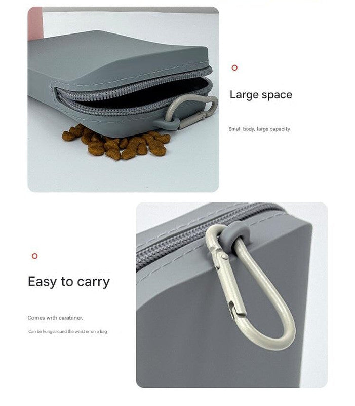 Black Silicone Dog Treat Pouch (Set of 2) - Waterproof, Portable for Training & Walks