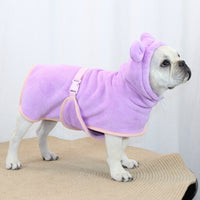 Thumbnail for Purple Hooded Dog Bathrobe - Super Absorbent, Adjustable Fit, Cozy Pet Towel (Size : M)