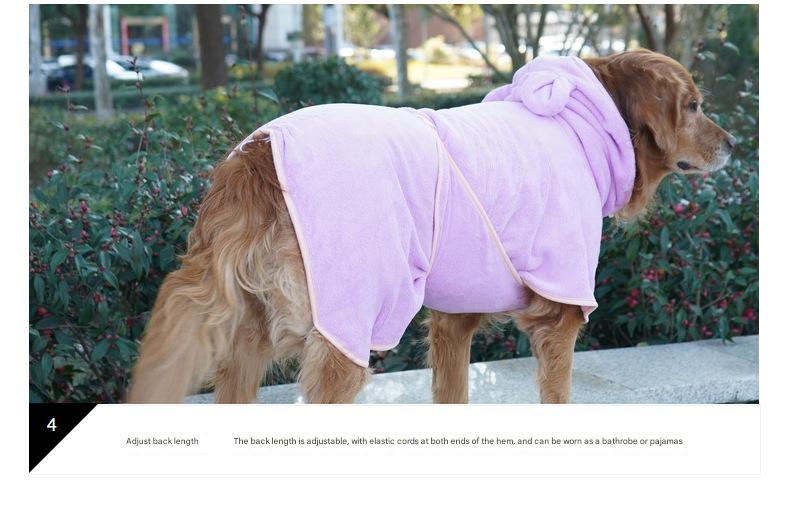 Purple Hooded Dog Bathrobe - Super Absorbent, Adjustable Fit, Cozy Pet Towel (Size : XL)