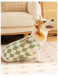 Thumbnail for Classic Argyle Dog Sweater - Green & White Knit for Corgis & Medium Breeds (Size : S)