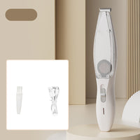 Thumbnail for White Rechargeable Pet Grooming Clipper with Built-in Vacuum - Low Noise Hair Trimmer for Dogs & Cats