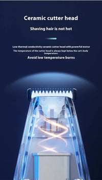 Thumbnail for White Rechargeable Pet Grooming Clipper with Built-in Vacuum - Low Noise Hair Trimmer for Dogs & Cats