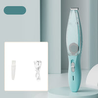 Thumbnail for Blue Rechargeable Pet Grooming Clipper with Built-in Vacuum - Low Noise Hair Trimmer for Dogs & Cats