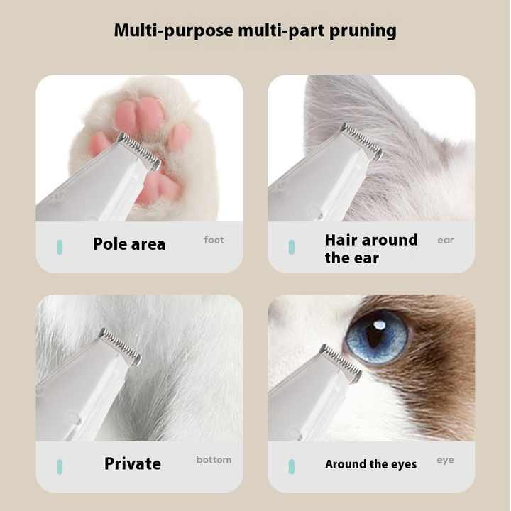 Blue Rechargeable Pet Grooming Clipper with Built-in Vacuum - Low Noise Hair Trimmer for Dogs & Cats