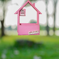 Thumbnail for Pink Charming Wooden House Hanging Bird Feeder - Attract Wild Birds to Your Garden