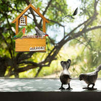 Thumbnail for Pink Charming Wooden House Hanging Bird Feeder - Attract Wild Birds to Your Garden