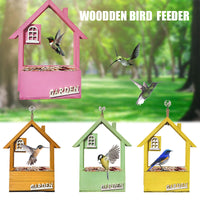 Thumbnail for Yellow Charming Wooden House Hanging Bird Feeder - Attract Wild Birds to Your Garden