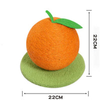Thumbnail for Orange Orange And Green Base Fun Fruit Shaped Sisal Cat Scratcher Ball - Durable Scratching Toy with Stable Base