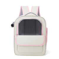 Thumbnail for Beige And Pink Spacious Pet Carrier Backpack with Clear Window - Comfortable Travel Bag for Cats & Small Dogs