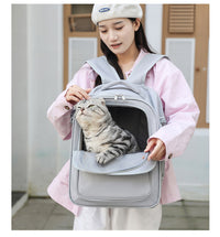 Thumbnail for Beige And Black Spacious Pet Carrier Backpack with Clear Window - Comfortable Travel Bag for Cats & Small Dogs