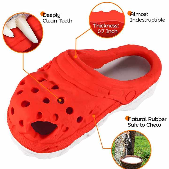 Size S Blue Tough Slipper Dog Chew Toy - Natural Rubber Treat Dispenser & Teeth Cleaner for Interactive Play & Boredom Relief