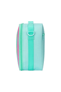 Thumbnail for Orange Sparkling Rainbow Heart Insulated Lunch Bag for Kids - Portable School Lunch Box with Shoulder Strap