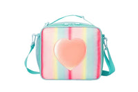Thumbnail for Pink Sparkling Rainbow Heart Insulated Lunch Bag for Kids - Portable School Lunch Box with Shoulder Strap