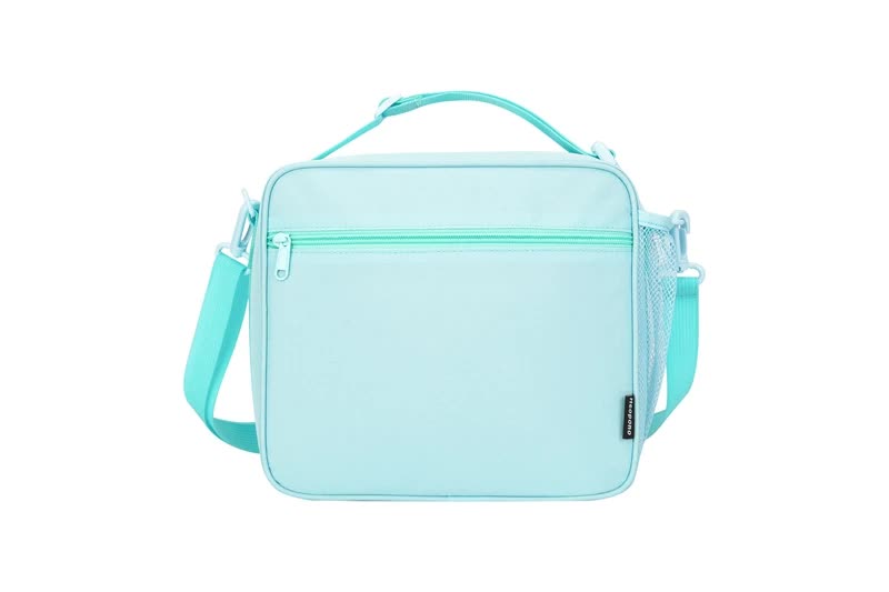 Pink Sparkling Rainbow Heart Insulated Lunch Bag for Kids - Portable School Lunch Box with Shoulder Strap