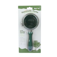 Thumbnail for Green And Grey Dual-Sided Pet Grooming Brush - Self-Cleaning Slicker & Gentle Massage Bath Comb for Dogs & Cats