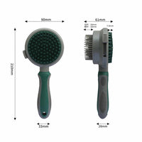 Thumbnail for Green And Grey Dual-Sided Pet Grooming Brush - Self-Cleaning Slicker & Gentle Massage Bath Comb for Dogs & Cats