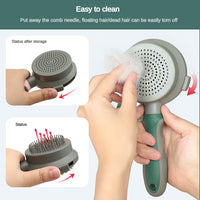 Thumbnail for Green And Grey Dual-Sided Pet Grooming Brush - Self-Cleaning Slicker & Gentle Massage Bath Comb for Dogs & Cats