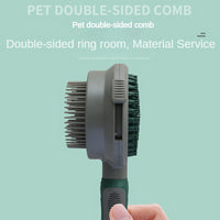 Thumbnail for Green And Grey Dual-Sided Pet Grooming Brush - Self-Cleaning Slicker & Gentle Massage Bath Comb for Dogs & Cats