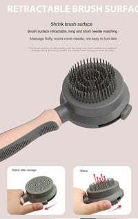 Thumbnail for Green And Grey Dual-Sided Pet Grooming Brush - Self-Cleaning Slicker & Gentle Massage Bath Comb for Dogs & Cats