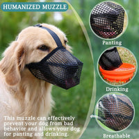 Thumbnail for 2 Pcs Size L Black Breathable Mesh Dog Muzzle - Anti-Barking, Biting & Chewing - Adjustable & Comfortable Nylon Muzzle for Dogs