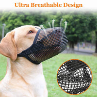 Thumbnail for 2 Pcs Size L Black Breathable Mesh Dog Muzzle - Anti-Barking, Biting & Chewing - Adjustable & Comfortable Nylon Muzzle for Dogs