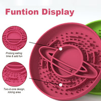 Thumbnail for Dark Red Silicone Planet Slow Feeder Dog Bowl - 2-in-1 Anti-Choke Lick Mat for Healthy Eating & Fun