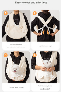 Thumbnail for Beige Soft Quilted Pet Carrier Backpack - Front Pack for Small Dogs & Cats (Up to 6kg) | Secure X-Straps, Breathable Design