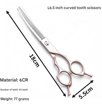 Thumbnail for Rose Gold and Silver Professional 6.5 Inch Pet Grooming Thinning Shears - 45-Tooth Stainless Steel Texturizing Scissors for Dogs & Cats