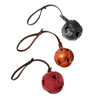 Thumbnail for Red Durable Leather Dog Training Ball with Loop Handle - Interactive Bite & Tug Toy for Playful Pups