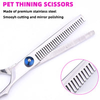 Thumbnail for Pink and Silver Complete 5-Piece Pet Grooming Scissors Kit - Stainless Steel Straight, Curved & Thinning Shears with Comb & PU Case (6.0 Inch)