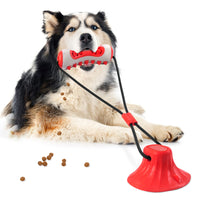 Thumbnail for Red Interactive Dog Suction Cup Tug Toy - Durable TPR Chew & Treat Dispenser for Teeth Cleaning & Solo Play