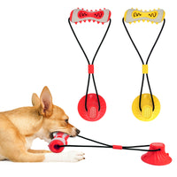 Thumbnail for Red Interactive Dog Suction Cup Tug Toy - Durable TPR Chew & Treat Dispenser for Teeth Cleaning & Solo Play