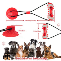 Thumbnail for Red Interactive Dog Suction Cup Tug Toy - Durable TPR Chew & Treat Dispenser for Teeth Cleaning & Solo Play