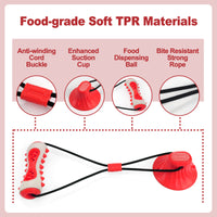 Thumbnail for Red Interactive Dog Suction Cup Tug Toy - Durable TPR Chew & Treat Dispenser for Teeth Cleaning & Solo Play