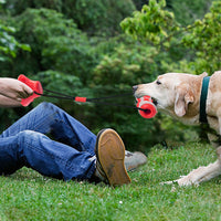 Thumbnail for Red Interactive Dog Suction Cup Tug Toy - Durable TPR Chew & Treat Dispenser for Teeth Cleaning & Solo Play