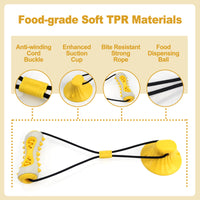 Thumbnail for Yellow Interactive Dog Suction Cup Tug Toy - Durable TPR Chew & Treat Dispenser for Teeth Cleaning & Solo Play