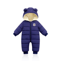 Thumbnail for Suitable For Height 66cm Dark Blue Baby & Toddler Hooded Padded Snowsuit - Fleece Lined Winter Romper Outerwear