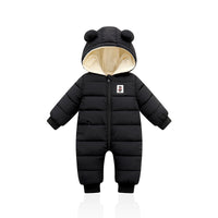 Thumbnail for Suitable For Height 80cm Black Baby & Toddler Hooded Padded Snowsuit - Fleece Lined Winter Romper Outerwear