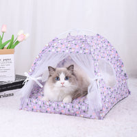 Thumbnail for M 40*40CM 10 Catties Within The Pet Purple Cat Cooling Summer Pet Tent - Portable Foldable Breathable Outdoor Cat House Shelter