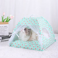 Thumbnail for L 50*50CM 15 Catties Within The Pet Green Bear Cooling Summer Pet Tent - Portable Foldable Breathable Outdoor Cat House Shelter