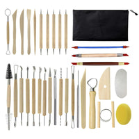Thumbnail for 32-Piece Pottery Tool Set with Cloth Bag - DIY Clay Sculpting Kit for Kids