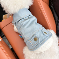 Thumbnail for XS-Approximately 2kg Classic Denim - Solid Colours Denim Vest Jacket for Dogs and Cats - Spring, Summer, and Autumn Wear