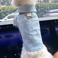Thumbnail for XS-Approximately 2kg Handsome denim shirt Denim Vest Jacket for Dogs and Cats - Spring, Summer, and Autumn Wear